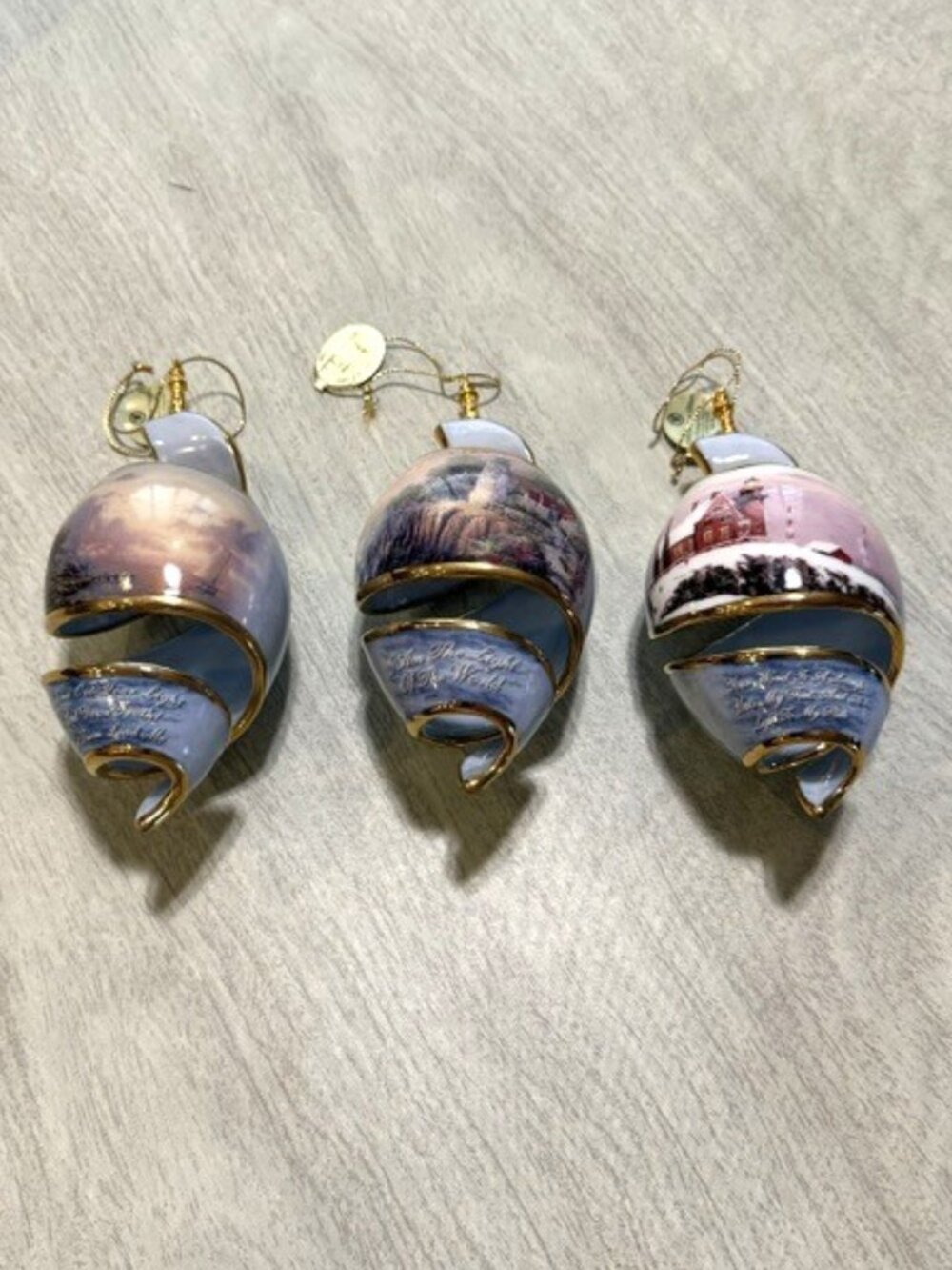 Vintage Bradford Edition Thomas Kinkade bone china Shoreline Splendors ornaments